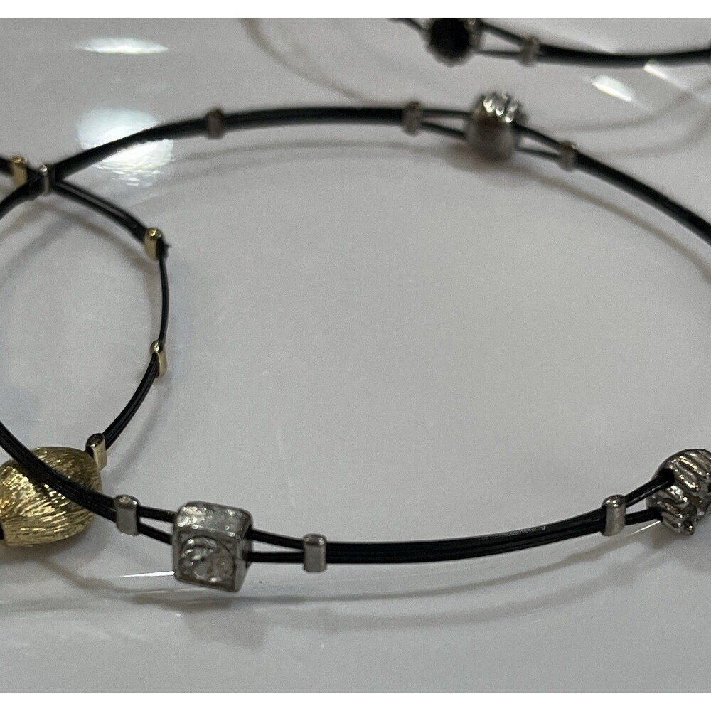 Gold and Rhinestone Black Bangle Lot Whimsygoth Punk Biker - Picture 6 of 7